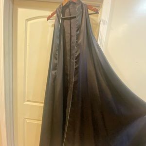 Sleeveless full length satin cape